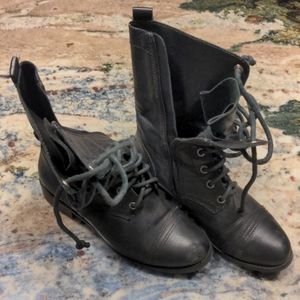 Black Leather Combat Boots